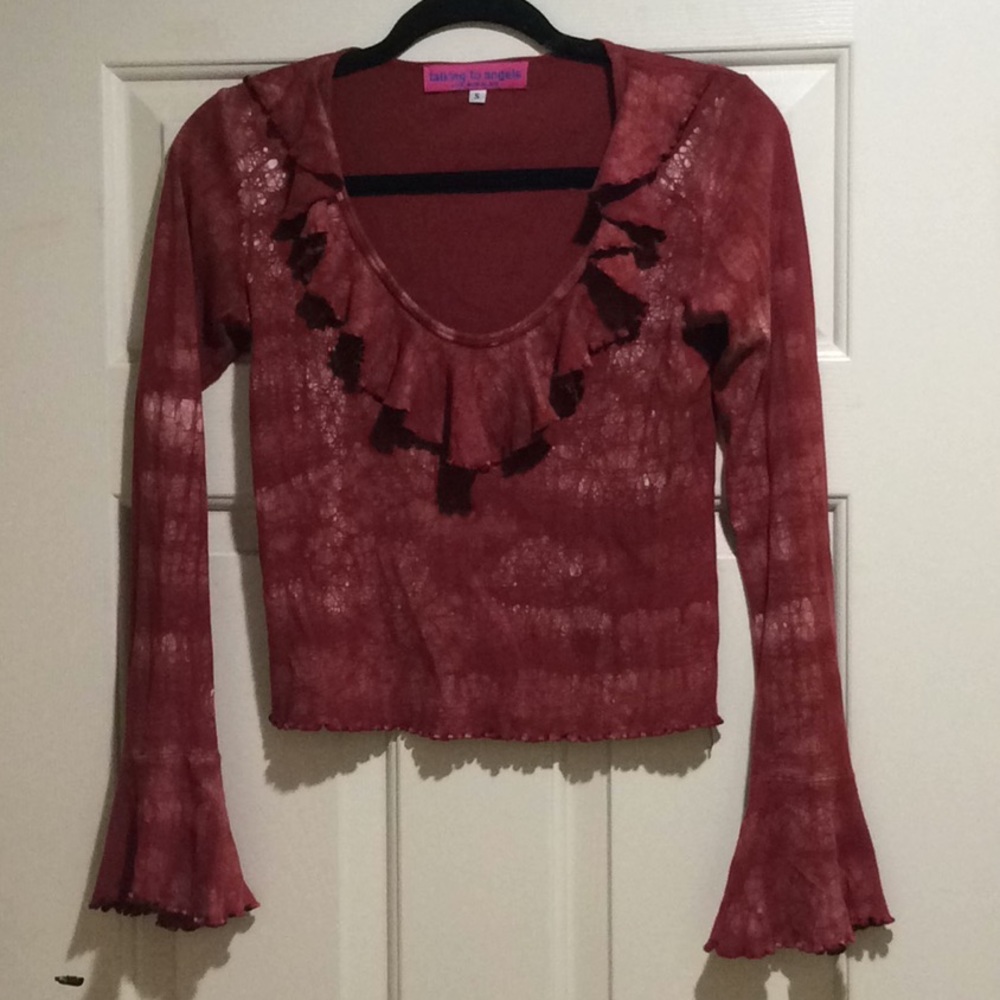 Red ruffle top